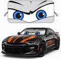 Car Windshield Sun Shade, Universal Fit Compact Sedan SUV, Cool Gray | 59 x 27.5" Car Sun Visor, Foldable Front Window Sunshade, UV Heat Protection, Cute Eyes Series
