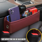 Universal Fit Premium Leather Car Seat Gap Filler Organizer, Center Console Organizer for Car SUV Truck（Burgundy, 1 Pack）