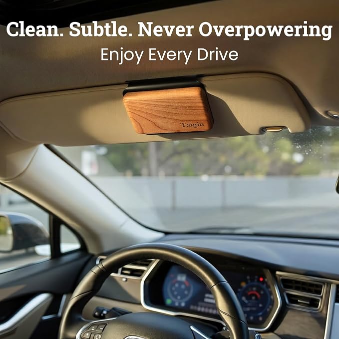 Car Air Freshener - Wood Air Freshener - Car Odor Eliminator for Visor Clip-Variety Scent Refill, Vehicle Scent Diffuser for Cabin, Truck & SUV - Pack of 4 (Teak-Amber-Cabana-Open Air)-CLIP INCLUDED