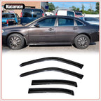 Side Window Wind Deflector fit for 2006-2013 Chevrolet Impala &2014-2016 Chevrolet Impala Limited Model Only, 4pcs Out-Channel Tape-On Rain Guards Set, Dark Smoke Nice Window Visor 94843