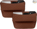 2pcs Car Seat Gap Filler Organizer 11.5 x 8 x 2.1 Inch Leather Universal Car Organizer Storage Box Between Seat and Console for Phone Sunglasses Keys, Brown