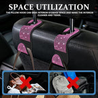 4PCS Bling Car Seat Headrest Hooks, Purse Holder for Car, Vehicle Back Seat Purse Handbag Hanging Holder with Crystal Rhinestone, Diamond Car Rear Seat Organizer for Vehicles (Pink/Black)