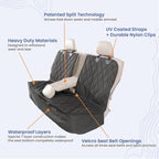 Dog Seat Cover for Back Seat, Heavy Duty Waterproof Rear Seat Protector for Large Trucks, SUVs, Cars - Fits 60/40 Split Bench with Middle Seat Belt, Non-Slip Backseat Cover (Extra Large, Tan)