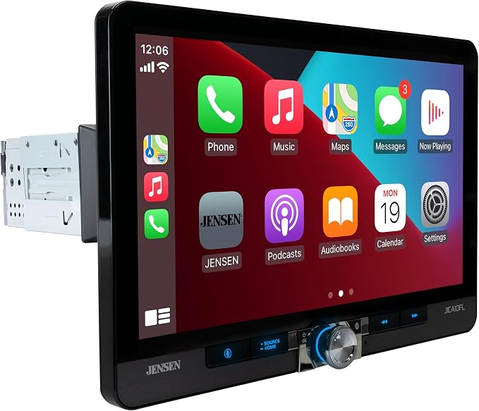 J1CA10FL 10.1-inch Certified Apple CarPlay Android Auto Wired or Wireless | Single DIN & Double DIN Touchscreen Car Stereo Radio | Bluetooth | Front & Rear Camera Inputs | USB Playback & Charge