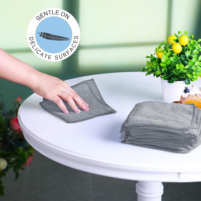 Cleaning Cloth Dry Erase Cloth Cleaning Rags Reasonable Kitchen Towels Microfiber Towels Cars Wash(6 x 6 Inch,Gray,50 Pcs)