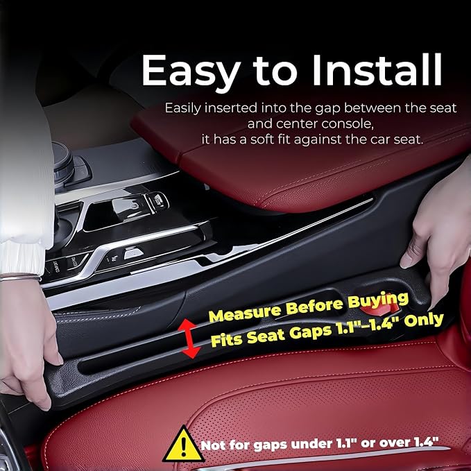 Car Seat Gap Filler, 2-Pack No-Drop Seat Side Gap Seam Filler Organizer with Phone Holder, Universal Fit Fill The Gap Between Seat & Console, Perfect for Car, SUV, Truck