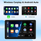 Portable Wireless Carplay Car Radio, 7" HD Touchscreen with Carplay Android Auto with Mirror Link/Voice Control/Bluetooth/FM/GPS Navigation/AUX