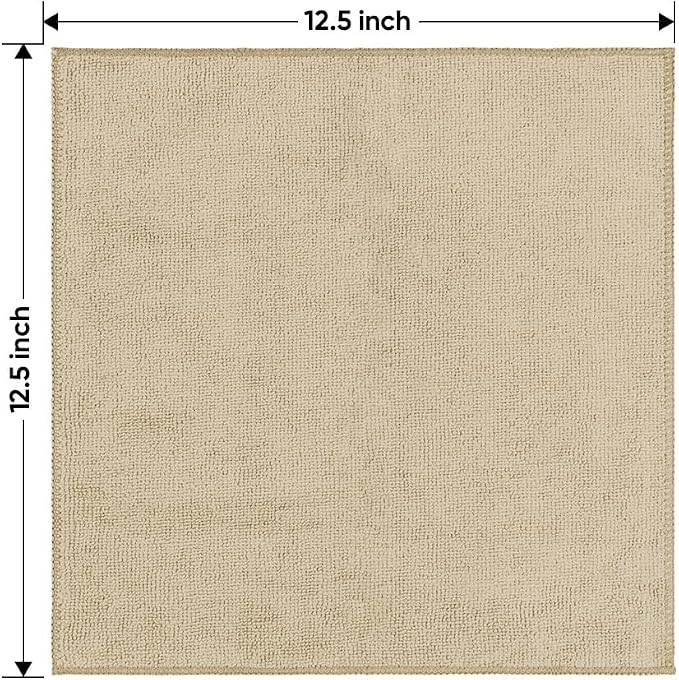 Brown Microfiber Cleaning Cloth 6 Pack 12.5 x 12.5 inch Microfiber Towels for Cars Ultra Absorbent Car Washing Cloth Lint Free Streak Free Cleaning Rags for Car, Kitchen Window