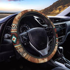 Car Steering Wheel Cover Universal Fit SUV Truck Van, Anti-Skid Soft Stretchy All Weather Protection Auto Decor Accessories, Aztec Navajo Splash Brown