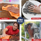 Microfiber Cleaning Cloth - 8 Pcs 12"x11" - High Performance - 1200 Washes, Ultra Absorbent Towels Weave Grime & Liquid for Streak-Free Mirror (Pack of 8)