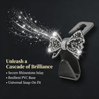 2PCS Bling Bow Car Seat Headrest Hooks, S Type Crystal Rhinestone Bowknot Auto Seat Back Storage Hooks, Diamond Cute Bow Vehicle Storage Organizer, Universal for Purses Bags Groceries(Black)