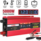5000 Watt Red Power Inverter with LED Display,Dual AC Outlets,USB Port, 12V DC to 110V AC Converter Car Power Inverter for Vehicles, Car, RV, Truck, Off Grid Solar System, Outdoor Camping