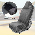 Waterproof Towel Car Seat Cover, Sweatproof Non Slip Towel Carseat Cover, Machine Washable Vehicle Bucket Frontseat Protector Accessories, Universal for SUV, Sedan, Truck (Gray)