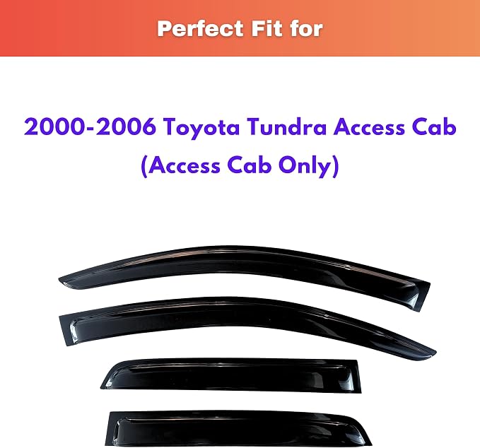 KPY Rain Guards Fit for 2000-2006 Toyota Tundra Access Cab, Out-Channel Window Visors Vent Wind Deflectors 4PC, Truck Accessories for 00-06 Toyota Tundra (Extended Cab Only)