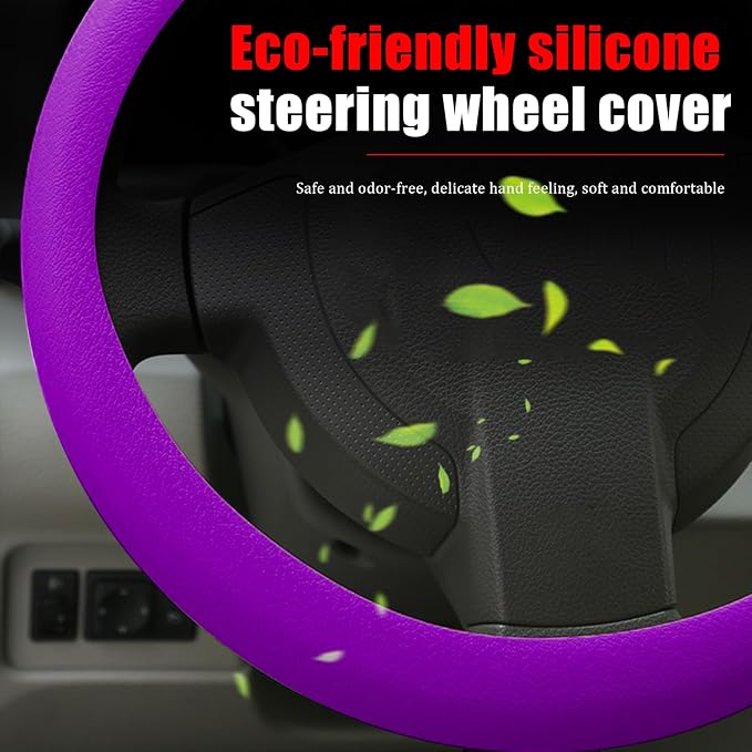 JDDRY Car Steering Wheel Cover,Silicone Steering Wheel Protector,Universal Fit Automotive Steering Wheel Cover,Steering Wheel Protective Cover(Purple,1PC)