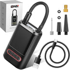Tire Inflator Portable Air Compressor, 150PSI Cordless Air Pump for Car, Bike, Motorcycle, Ball, Electric Bike Tire Pump with Pressure Gauge, LED Light, Red, TOOLS-00678-RD