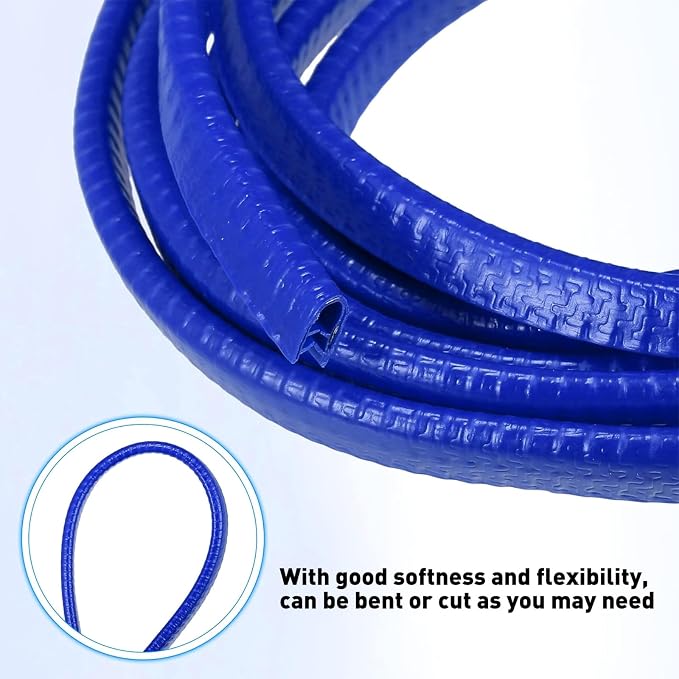 19.7Ft(6M) Blue Car Door Edge Guards, U-Shape Rubber Door Protector Edge Strip,Easy to Cut No Need Adhesive Fit for Most Vehicles