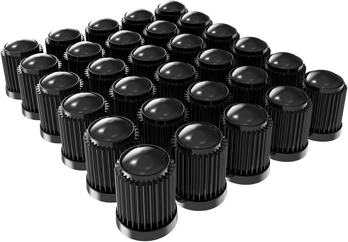 (30 Pack) Tire Stem Valve Caps, with O Rubber Ring, Universal Stem Covers for Cars, SUVs, Bike and Bicycle, Trucks, Motorcycles, Airtight Seal Heavy Duty (Black (30 Pack))