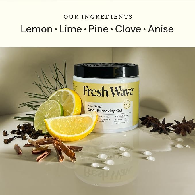 Lemon Odor Removing Gel, 15 oz., Pack of 2 - Safer Odor Absorbers for Home, Natural Plant-Based Odor Eliminator, Every 15 oz. lasts 30-60 Days, For Cooking, Trash & Pets