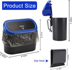 Car Trash Can with Lid, Vehicle Trash Bin Car Dustbin Garbage Organizer Holder with Trash Bag, Portable Hanging Mini Wastebasket Bin Trash Container for Auto Cars, Home, Office (Blue)