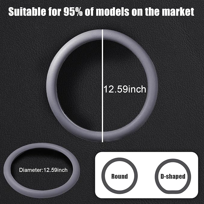 JDDRY Car Steering Wheel Cover,Silicone Steering Wheel Protector,Automotive Steering Wheel Protective Cover,Universal Fit(Gray,1PC)