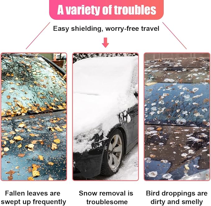 Car Rear Windshield Snow Ice Cover, Oxford Waterproof Auto Sun Shade, 57'' × 35'' Vehicle Windproof Protect Cover, Winter Frost Automotive Exterior Accessories for SUV, Sedan, Truck (Rear)
