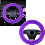 Fuzzy Steering Wheel Cover, 15 inch Soft Wool Fur Steering Wheel Protector, Fluffy Wheel Covers for Winter Warm, Car Interior Decoration Accessories for Women Men (Purple)