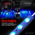 Blue LED Truck Bed Light Kits Rock Lights with On/Off Switch, for Pickup Footwells, Running Boards, Cargo, Under Car, Tonneau Cover, Rail Lighting - 8 PCs