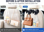 2 Pack Car Purse Holder for Handbags and Bags, Headrest Back Seat Hooks for Cars, Car Bag Hanger for Groceries, Coats, Umbrellas and Daily Essentials, Bow-Shaped Car Interior Organizer (black)