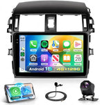 4Core 4G+128G Android 15 Car Radio for Toyota Corolla 2009-2013, Car Stereo Wireless Carplay Andorid auto Mirror Link 9'' HD Touchscreen GPS WiFi Bluetooth 5.0 FM/RDS EQ-32 SWC Backup Camera