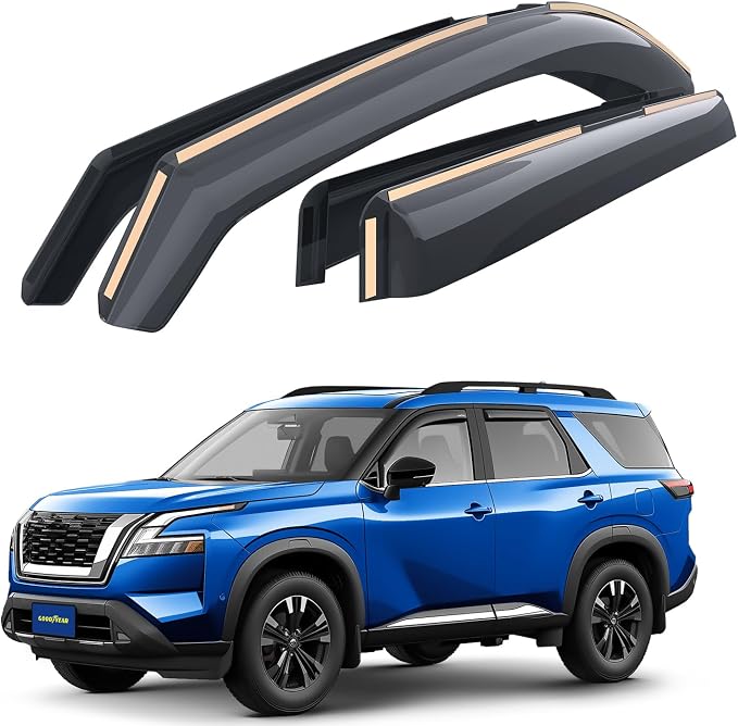 Goodyear Shatterproof in-Channel Window Deflectors for Nissan Pathfinder 2022-2026, Rain Guards, Window Visors for Cars, Vent Deflector, Car Accessories, 4 pcs - GY008188