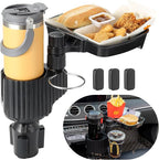Car Large Cup Holder Expander, 3-in-1 Cupholder Extender with Swivel and Detachable Snack Food Tray Table for Eating, Travel Essentials for Road Trips for Driver. Model A