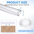 Clear Edge Trim, 9.8Ft Silicone U Channel Edge Protector, Edges Guards Fits 19/32"-5/8" for Car Doors Sheet Metal Parts (13/16" W x 9/16" H)