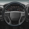 Leather Steering Wheel Cover for Chevy Silverado 1500 2500 3500, 14.5-15 inches Car Steering Wheel Cover with Non-Slip Breathable (Carbon Black)