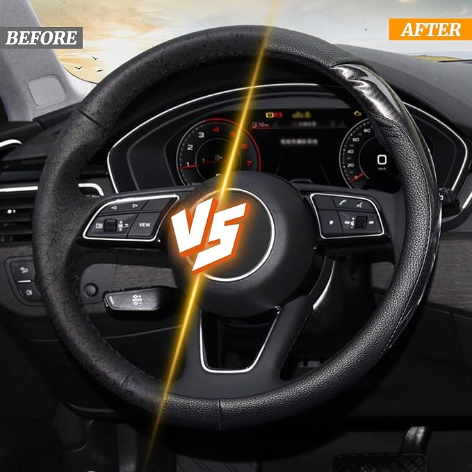 Carbon Fiber Steering Wheel Cover, Universal 15 inch, Anti-Slip, Odorless,Black