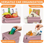 Car Trash Can Cute Trash Bag Bin Hanging Waterproof Automotive Garbage Cans Leak Proof Vehicle Trash Can Diamond Pattern-Pink