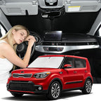Windshield Sunshade for Kia Soul 2014-2019 Sun Shade Car Windshield Accessories Upgrade 4 Layers Blocks UV Rays Custom Fit Soul 240T Car Window Shades Front Windshield Keep Cool Foldable
