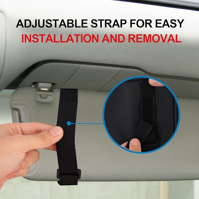 Car Visor Sunshade Extender,Window Shade,Upgraded Version Leather Multi-Pocket Storage Bag for Car/SUV/Truck with 13CD Holders,Sunglass Clip,Card Holder,Anti-Glare Sun Blocker for Driver