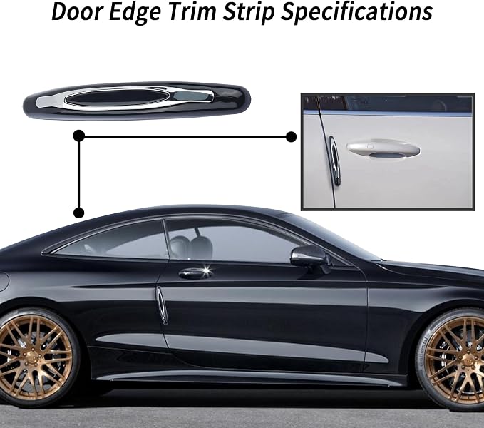 4PCS Car Door Edge Guards,Anti-Scratch Car Door Protector Trim Strip with Self Adhesive for Car Decor,Universal Exterior Car Accessories Door Guards for Cars Trucks SUVs (Black)