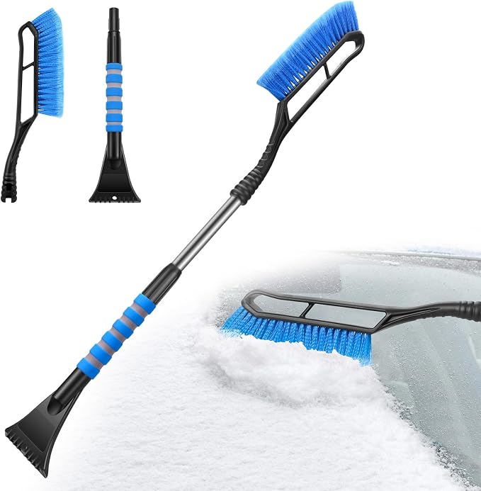 Snow Brush and Ice Scraper for Car Windshield Essential Automotive Exterior Accessory, Winter Car Gadget – Detachable Universal Vehicle Snow Scraper – Durable Ergonomic Grip – Blue