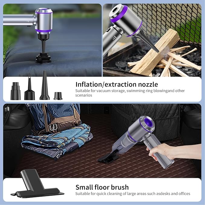 Car Vacuum Cleaner High Power 20000Pa – Cordless Handheld Mini Vacuum & Air Duster for Car Detailing, 3-Speed Brushless Motor, 6000mAh Battery (Upgraded Purple)