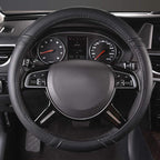 Classical Leather Automotive Universal Steering Wheel Covers,Universal Fit for Suvs,Trucks,Sedans,Cars,Vans,14.5-15inch Anti-Slip Safety Comfortable Desgin(Black)