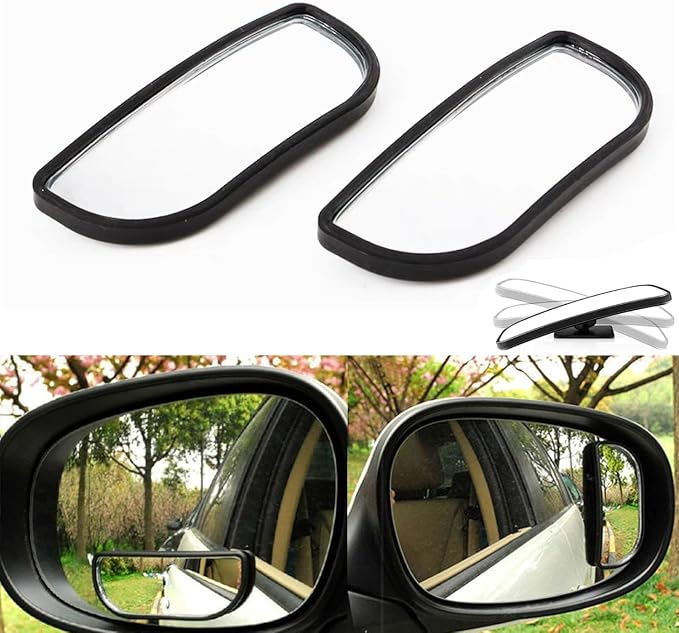x Blind Spot Mirror, 3.4'' Framed Rectangular HD Glass Convex Adjustable Wide Angle Rear View Mirror,Universal For Car SUVs Truck Motorcycle (2pcs)