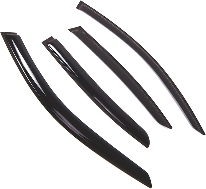 WD2-672B Dark Smoke 4 Pcs Set Window Visor (Outside Mount) Deflector Rain Guard Compatible with 2017-2018 BMW 320i 325i 328i