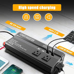 1200W Power Inverter, 12v to 110V AC Car Inverter with Fast Charging 2.4A USB and 3 AC Outlets Ideal for Road Trips, Camping, RV, Truck, Solar, and Vehicle Power Needs