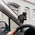 Easy One Touch Signature Dashboard & Windshield Universal Car Mount Phone Holder Desk Stand with Suction Cup Base and Telescopic Arm for iPhone, Samsung, Google, More Smartphones