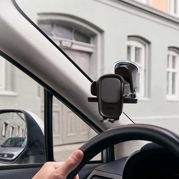 Easy One Touch Signature Dashboard & Windshield Universal Car Mount Phone Holder Desk Stand with Suction Cup Base and Telescopic Arm for iPhone, Samsung, Google, More Smartphones