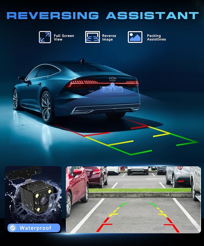 360° Dash Cam 1080P Front+480P Rear Left Right, 4 Channel Dash Cam for Car, 3.16 Inch IPS Dashcams with Night Vision, Loop Recording, Motion Detection, 24/7 Parking Monitor, Reversing Help
