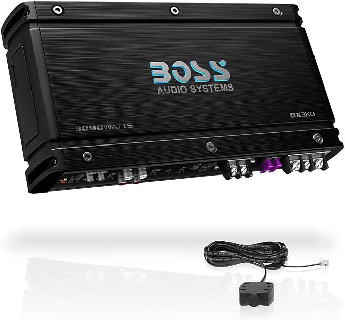 BOSS Audio OX3KD Onyx Model 3000 Watt High Output Monoblock Full Range Class D Amplifier with Variable Low Pass Crossover and Remote Control