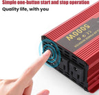 5000 Watt Red Power Inverter with LED Display,Dual AC Outlets,USB Port, 12V DC to 110V AC Converter Car Power Inverter for Vehicles, Car, RV, Truck, Off Grid Solar System, Outdoor Camping